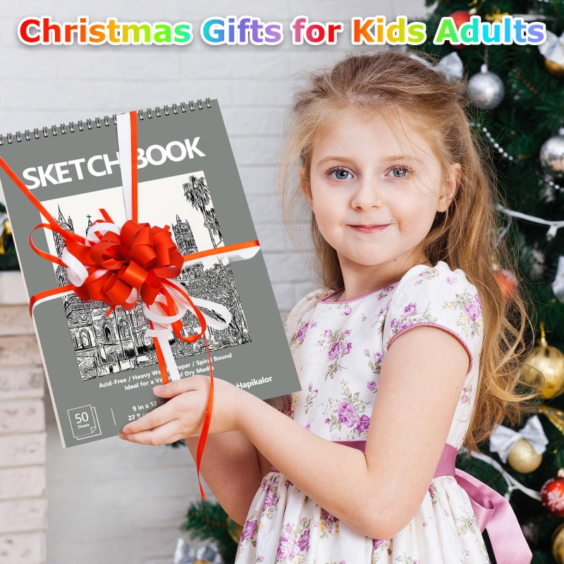 كتاب رسم مقاس 9 × 12 بوصة، عبوتان مكونتان من 50 ورقة كراسة رسم فنية حلزونية، ورق كتاب رسم فنان خالٍ من الأحماض، لوازم فنية للأطفال، أنشطة حرفية، ورق رسم لرسم رسم التلوين (أخضر) - Image 4